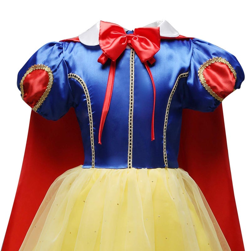 HIHCBF Girls Princess Snow White Costume Birthday Christmas Halloween Carnival Fancy Dress Up w/Cloak Accessories 3-4T - Image 5